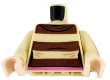 Lego New Hermione Minifigure Torso Female Tan Brown Stripes Dark Pink Belt D350