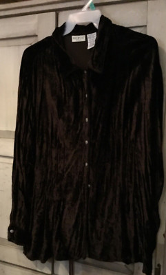 WHITE STAG 26W/28W Brown Faux Suede Button Down Long Sleeve Shirt