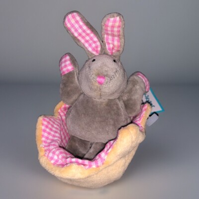 Jellycat ''I am Egglet'' sehr seltenes graues Kaninchen Stofftier in Eierschale Original Etikett