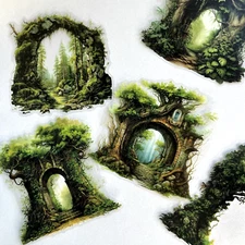 Enchanted Forest Entrance Flake Stickers Scrapbooking Junk Journaling Collage