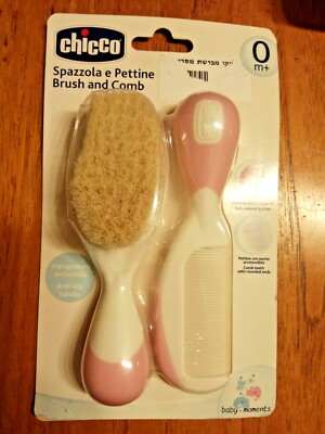 Baby Chicco Soft Brush and Comb Pink Safe Hygiene BRAND NEW Anti Slip Handle 