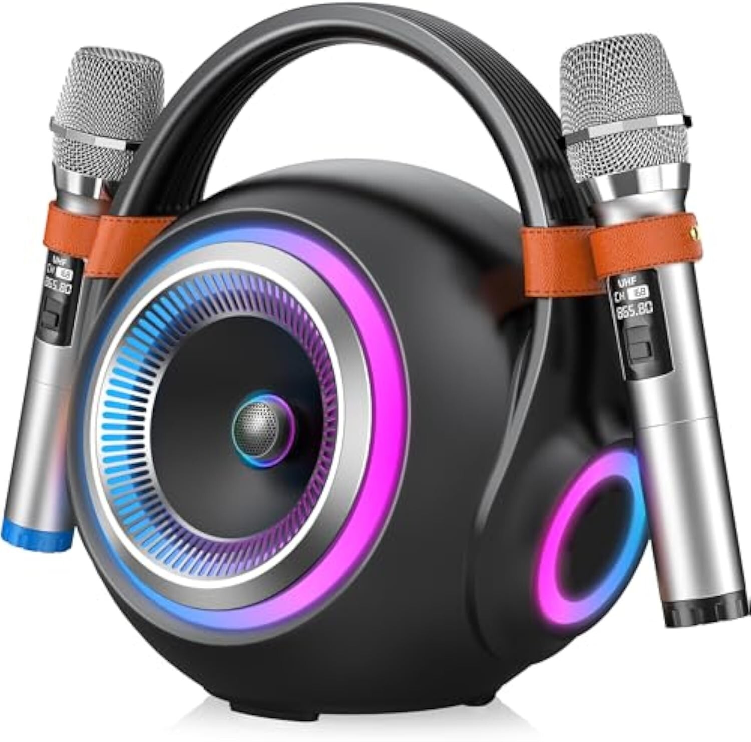 Portable Bluetooth Karaoke Speaker with 2 Wireless Microphones for On-the-Go Singing-image