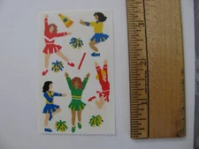 Mrs. Grossman's Stickers CHEERLEADERS Pom Poms Megaphone 1 Mod 2" X 3.25" NOS b