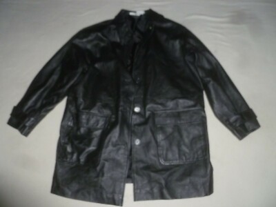 VINTAGE NEWPORT NEWS EASY STYLE BLACK LEATHER JACKET SIZE 1X COAT MENS  POLYESTER