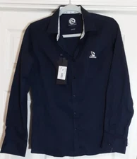 Giorgio Di Mare Womens Button Down Navy Blue Sailing Nautical Shirt Yachting