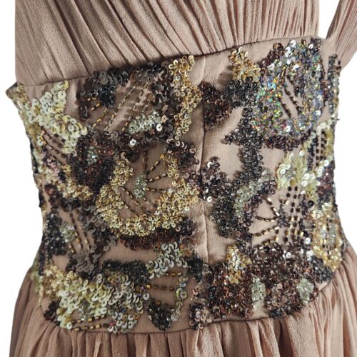 NWT VTG Scala silk chiffon beaded sequin Fairycore mushroom brown size 14 - Picture 4 of 12