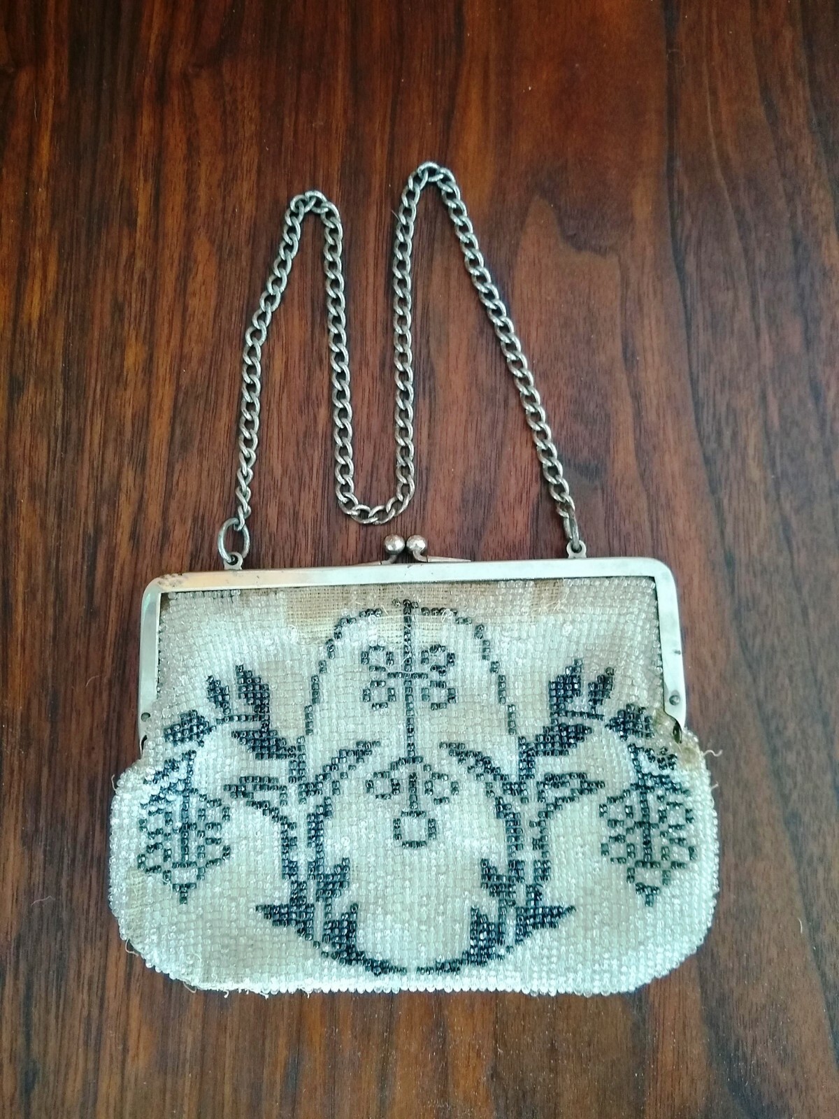 Antique Beaded Purse Floral Design Art Noveau For… - image 4