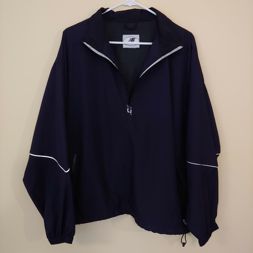New Balance Mens Lightweight Black Pullover Windbreaker Long Sleeved 1/2 Zipper