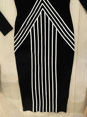 Bodycon Karen Millen Black White Midi Knit Dress XS Stunning | eBay