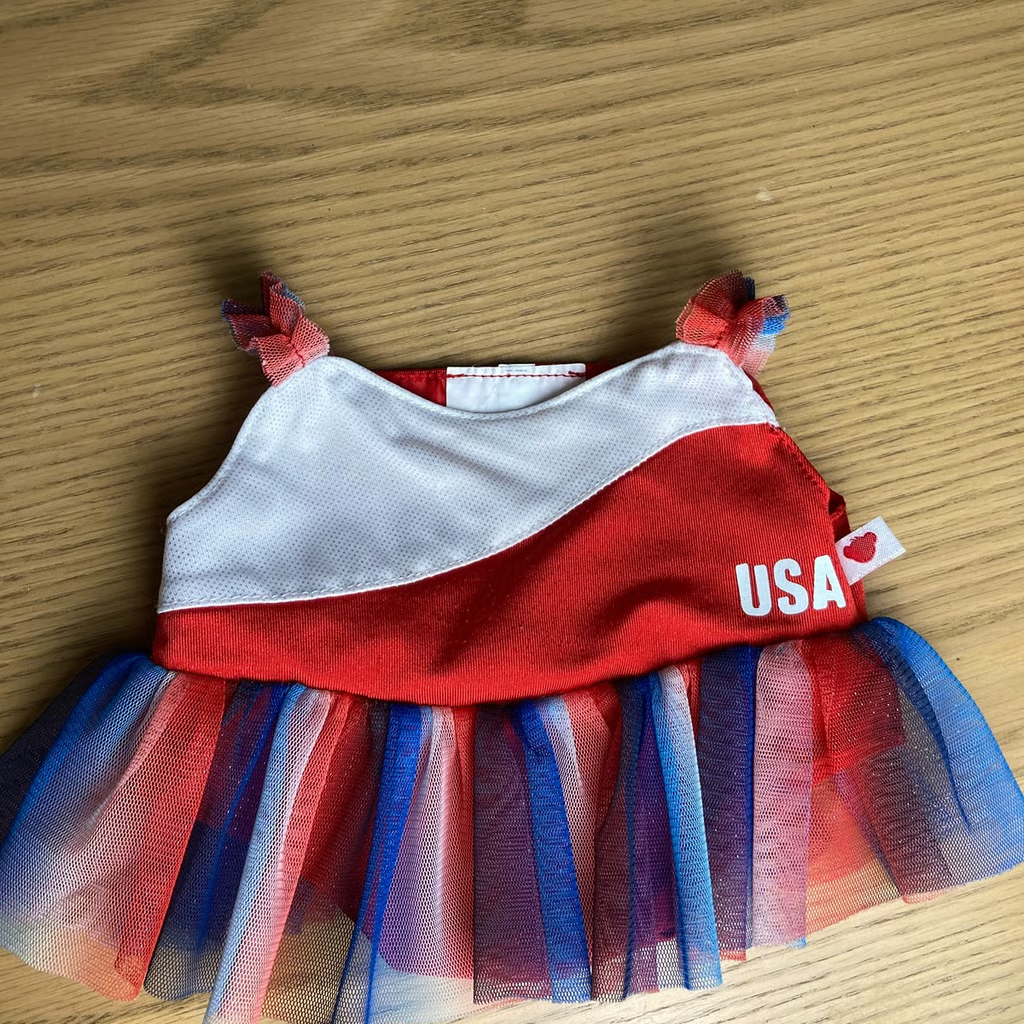 Build A Bear USA Gymnastics Leotard Red White Blue Style