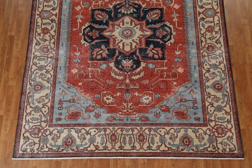 Traditional Red Heriz Serapi Turkish 8x10 Area Rug Hand-knotted Living Room Wool - Picture 5 of 12