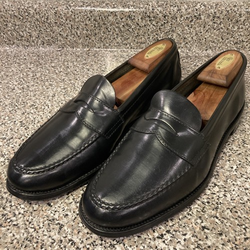 Alden x Brooks Brothers 1330 Black Shell Cordovan Half Strap Penny Loafers 10.5D - 第 3/24 張圖片
