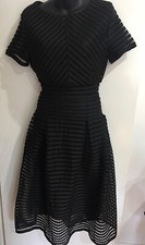 Designer Black Lace Mesh Retro 60s Halloween Vintage Styl Dress Medium Fit Sz 10