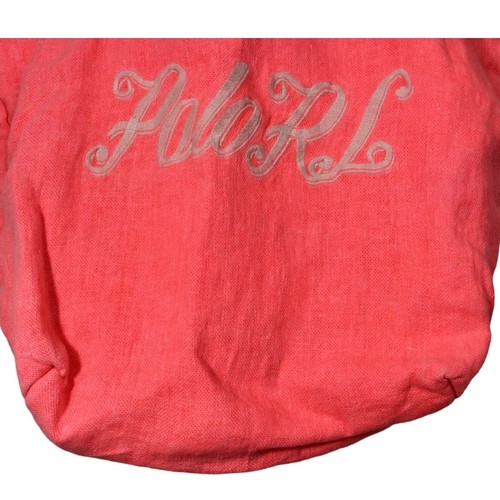 Polo Ralph Lauren Cotton/Linen Tote Shoulder Bag Embroidered Polo RL Neon Coral - Picture 5 of 7