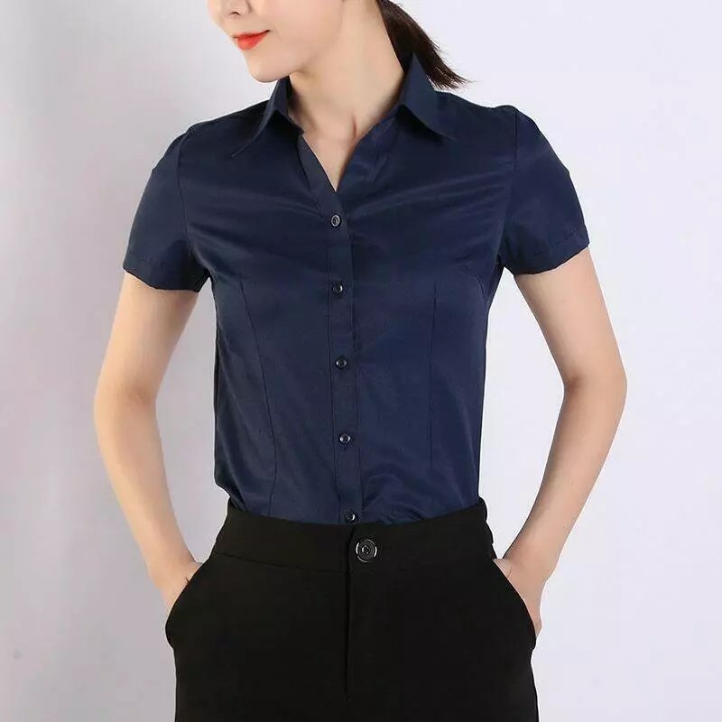 Blusas De Algodón Para Mujer Camisa Corta Moda Oficina Elegante Trabajo |