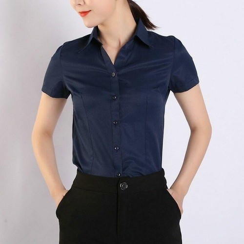 Blusas De Algodón Para Mujer Camisa De Manga Corta Moda Oficina Elegante Trabajo | eBay Blusas De Algodón Para Mujer Camisa De Manga Corta Moda Oficina Elegante Trabajo | eBay