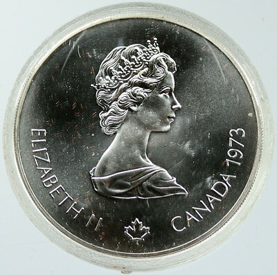 1973 CANADA Elizabeth II Olympics Montreal World Map BU Silver $5