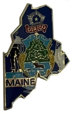 Pack of 3 Maine State Map Flag Motorcycle Hat Cap lapel Pin