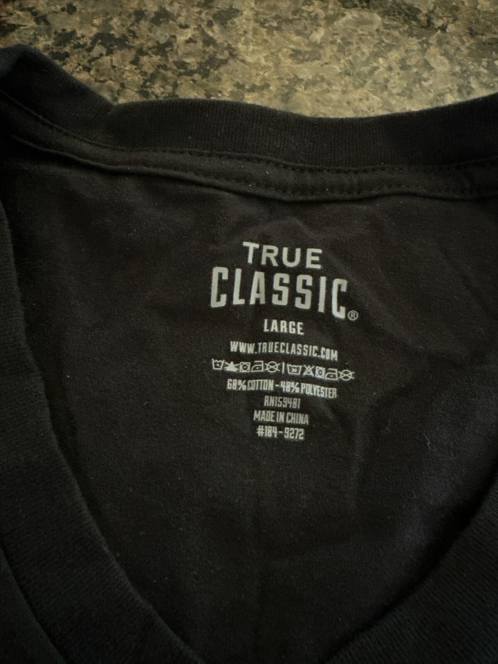 NEW True Classic Black Premium Fitted V Neck TShirt Men's L eBay