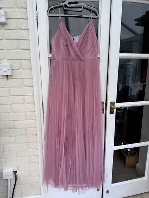 ASOS Design Cami Pleated Tulle Maxi Dress In rose/dusk pink - Size 14 |  eBay UK