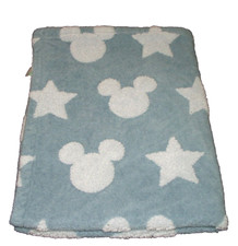 Disney Baby Mickey Mouse Ears Stars Blue Gray Baby Blanket