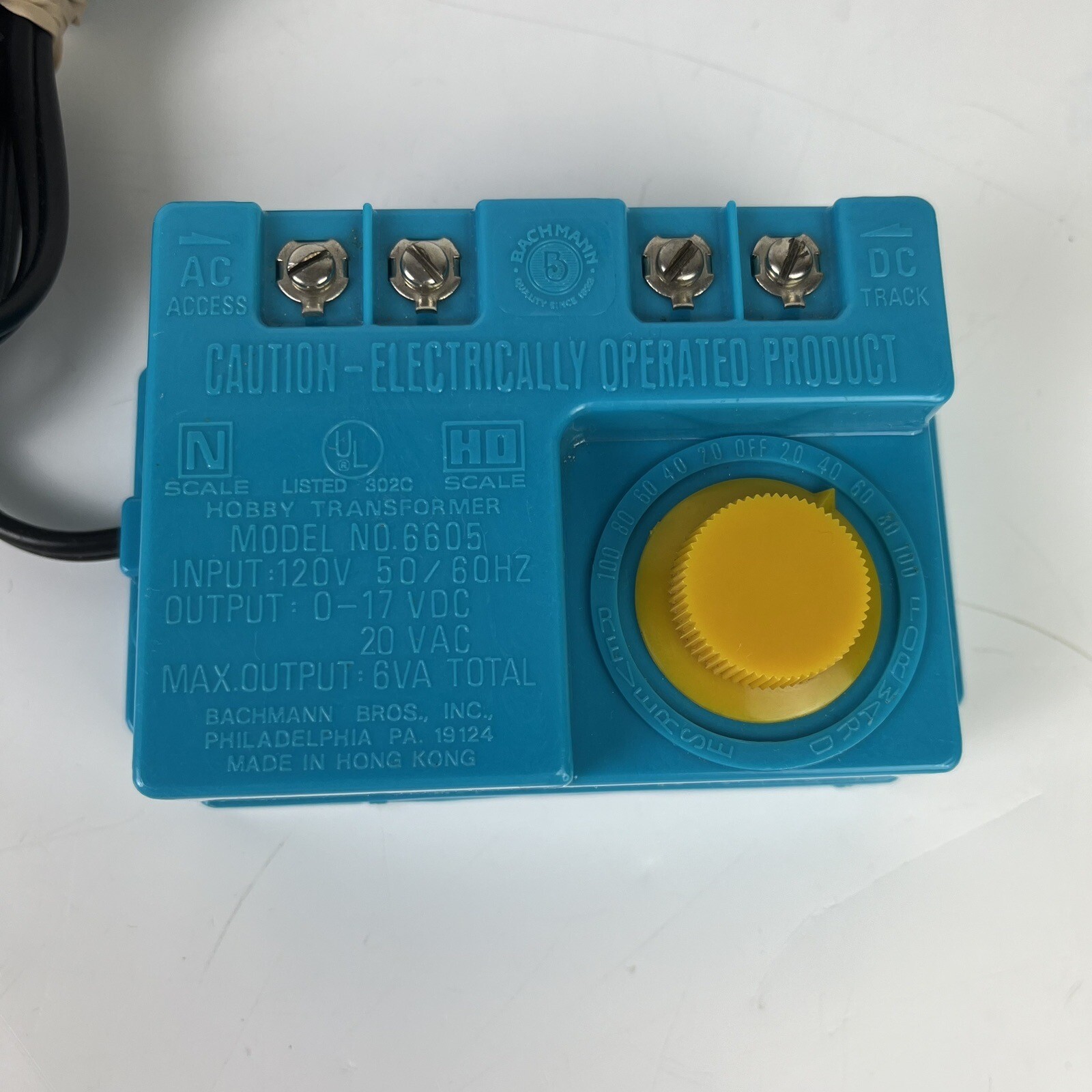 Vintage Ho Scale Train Power supply Bachmann Hobby Transformer 6605 eBay