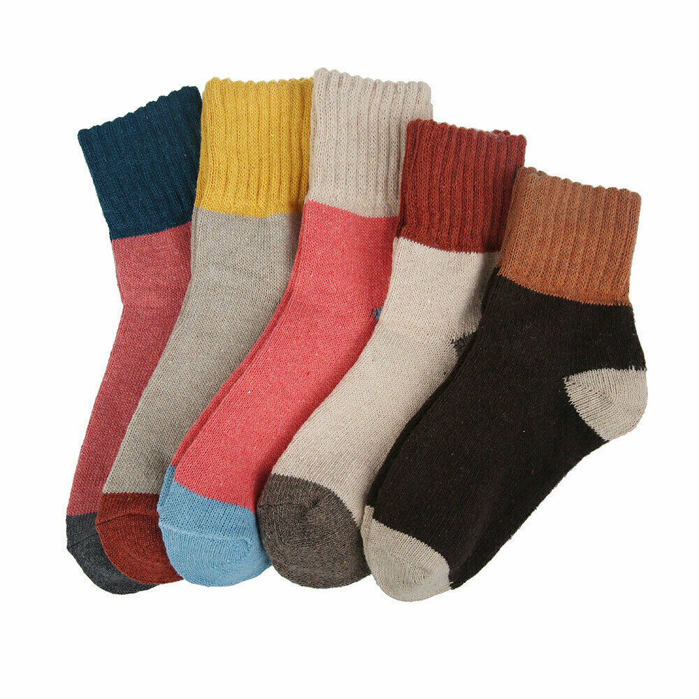 5 Pairs Womens Men's Thick Socks Wool Thermal Warm Knitting Nordic