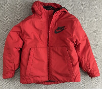 Nike Boys Full Zip Hooded Reversible 3-in-1 Jacket Red Gray Size 2T