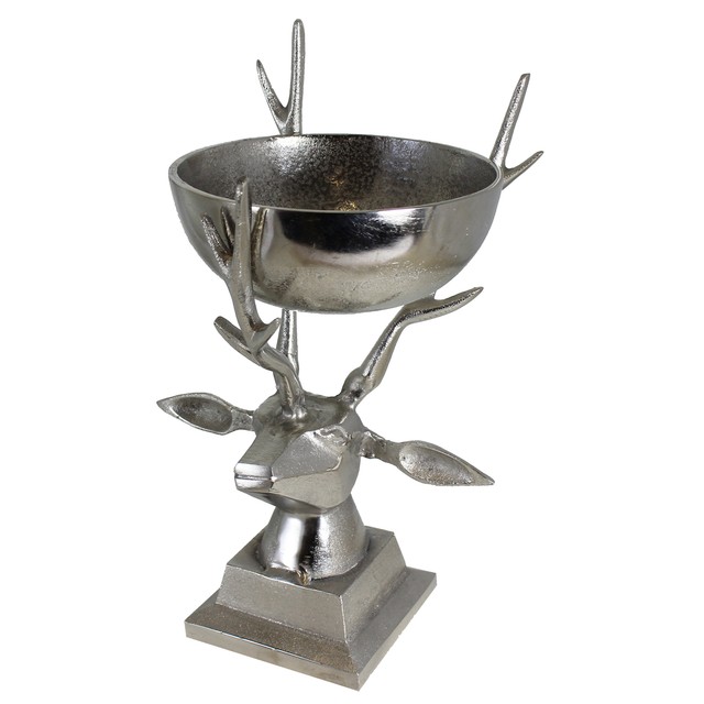 Reindeer / Stag Decorative Bowl Silver Nickel Plated