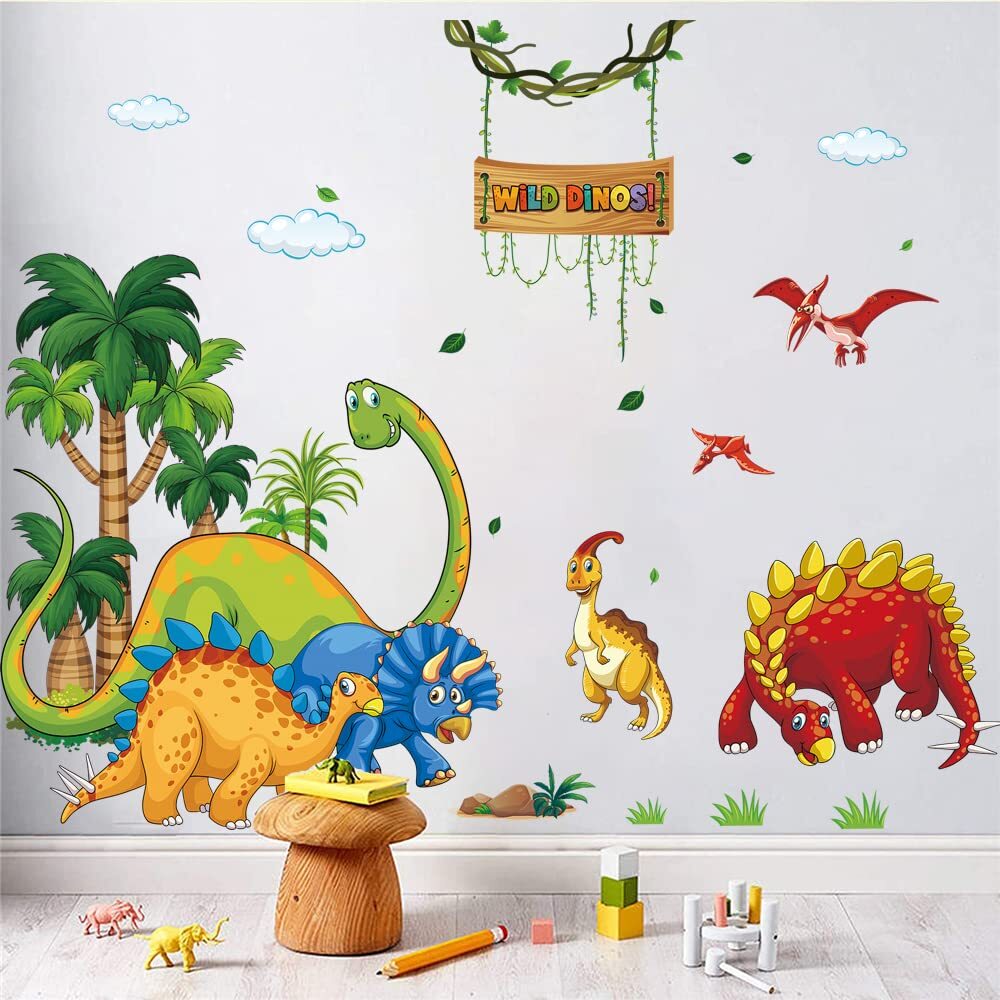 Dinosaur Wall Stickers Peel & Stick Removable Decals For Kids Room - Multicolor Set - View #11