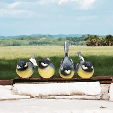 Yellow Bellied Blue Tit Bird Resin Figurine by Transpac - 4 Poses