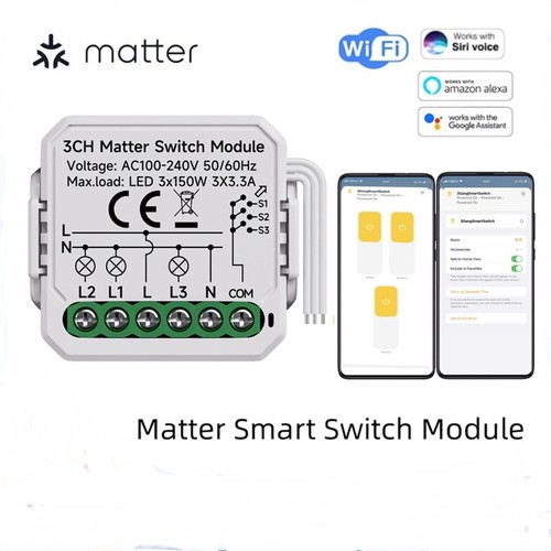 Matter WiFi Smart Switch Module Relais 1/2/3CH Compatible Homekit Alexa Home - Photo 14/14