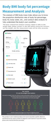 Inteligentny zegarek HD Kompleksowa ocena stanu zdrowia Monitorowanie stresu i analiza ciała - Zdjęcie 15 z 40