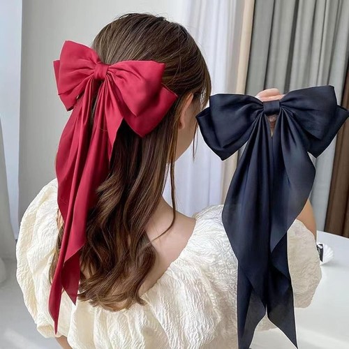 Silky Satin Big for Women Hair Ribbons Oversized Long Tail White Hair Bows,Bo... - Picture 6 of 8