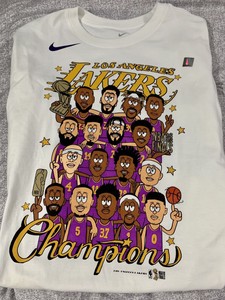 New Los Angeles Lakers Nike 2020 Nba Champions Caricatures T Shirt Medium Ebay
