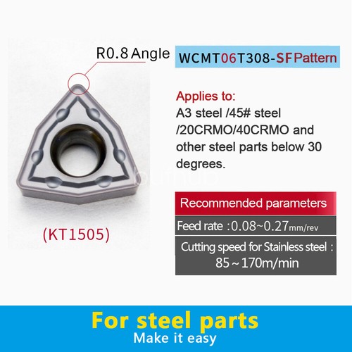 WCMT050308FN  WCMX WCGT ACZ330 10pcs CNC Carbide Turning Insert Grooving Blades - Picture 61 of 83