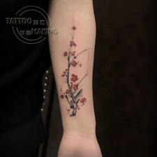 2PCS Tattoos, Arm Stickers, Plum Flowers, Plants, Chinese Ink Style Tattoos