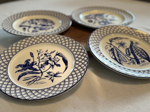 Set Of 4 Tiffany & Co Blue & White Plates Spice Pattern Made In England 9” - Picture 3 of 13