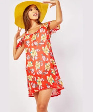 Miken Women's Printed Cold-Shoulder Swim Cover-Up XS