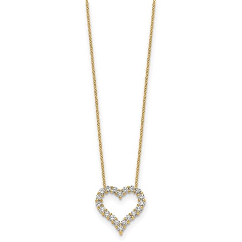 1 Ct Lab Grown Diamond Open Heart 18 inch Necklace in 14K Yellow Gold for Mom - Picture 2 of 6