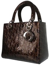 DIOR SAC LADY DIOR EN CUIR VERNI MONOGRAMME - leather bag Dior