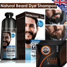 Beard Hair Color Dye Shampoo Natural Men Mustache Dying Black Darkening 200ML