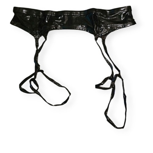 NWT Liquid Onyx “Cut‑Out Bralette, Panty & Stirrup Garter” set from Magic Silk - Picture 3 of 7
