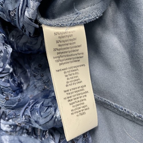 Alex Evenings Womens Tea Length Dress w/ Rosette Detail Blue 8 NEW Brushed Peri - Picture 9 of 12