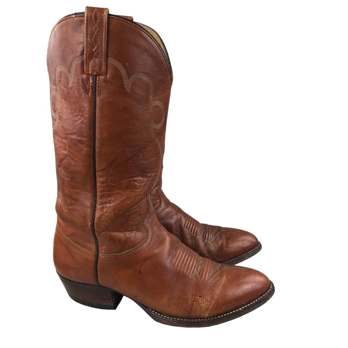 J Chisholm Men's Size 10EE Brown Genuine Leather Pull On Western
