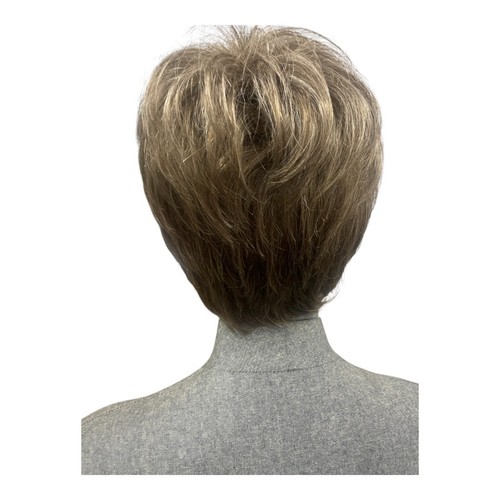 Dimples Wig  Short Hair Piece Pixie Cut Style Synthetic Hair Model Silver Brown - Picture 3 of 7