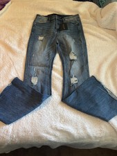 Risen Los Angeles Jeans Distressed Flare High Rise 31/13 Stretch Frayed Hem NWT