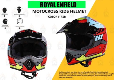 Royal Enfield Glossy Red ''Motocross Kinder Helm L, XL''