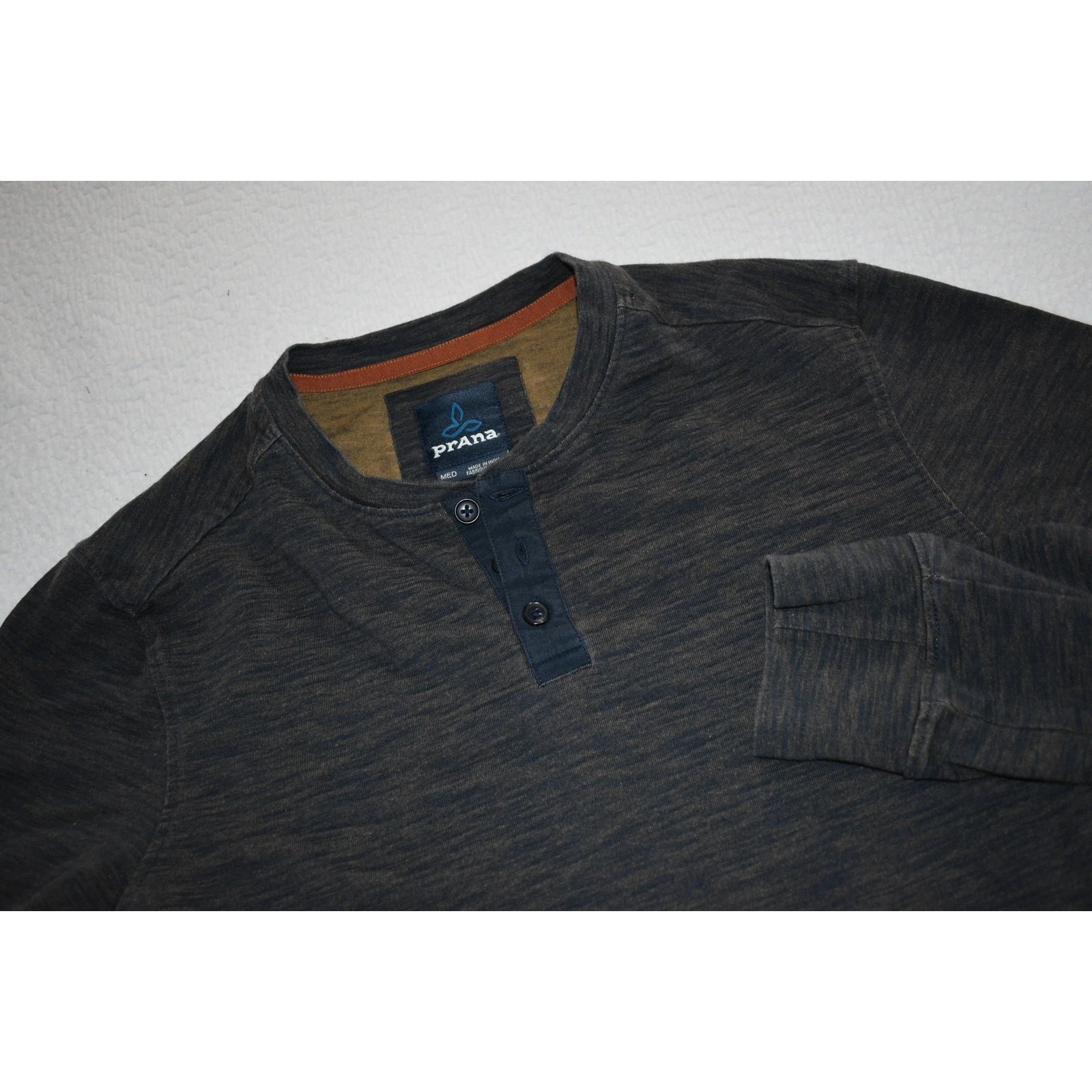 prana henley long sleeve cotton tan shirt