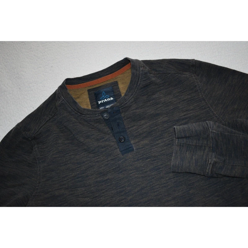prana henley long sleeve cotton tan shirt